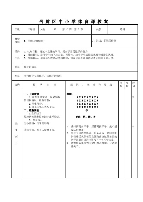 单脚内侧踢毽子教研课