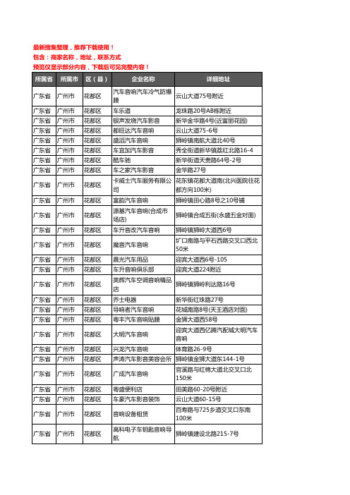 新版广东省广州市花都区汽车影音企业公司商家户名录单联系方式地址大全61家