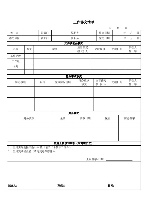 【通知申请】工作移交清单 共(1页)