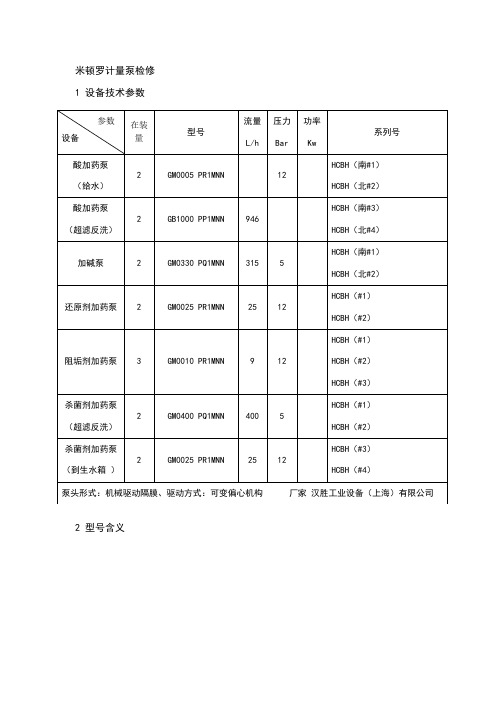 米顿罗计量泵检修规程(完结版)