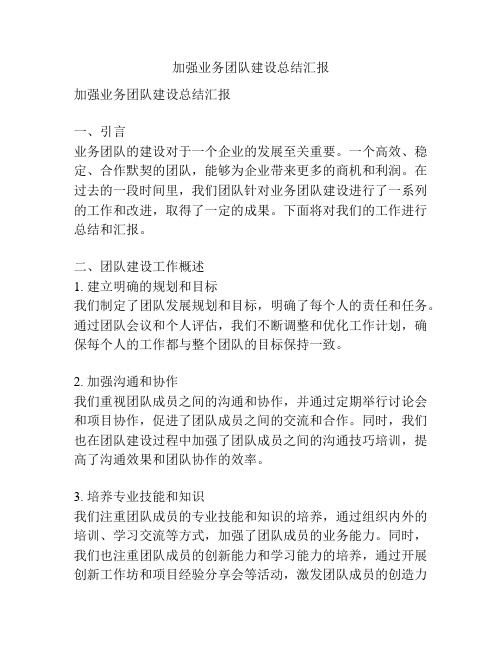 加强业务团队建设总结汇报