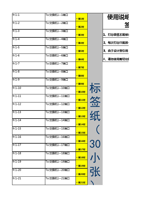 A4线缆标签模板