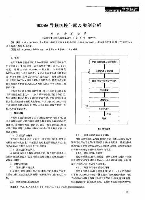 WCDMA异频切换问题及案例分析