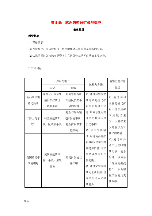 高中历史 第8课 欧洲的殖民扩张与掠夺教案 岳麓版必修2-岳麓版高一必修2历史教案