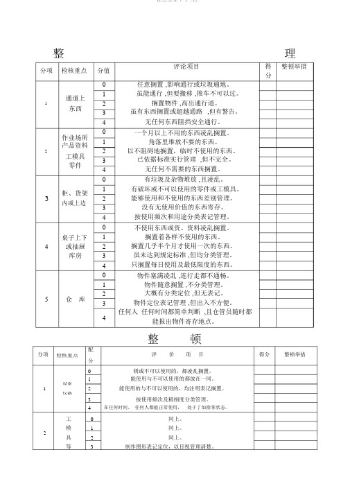 5s管理表格大全(版)