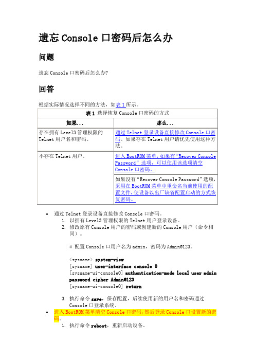 遗忘Console口密码后怎么办