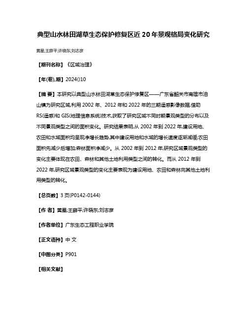 典型山水林田湖草生态保护修复区近20年景观格局变化研究