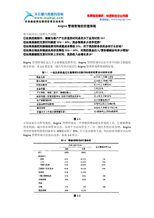 6sigma管理咨询的价值体现