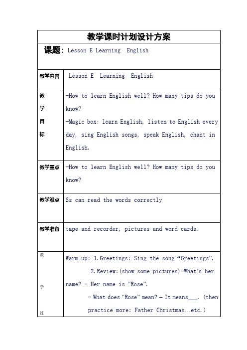 Lesson-E--Learning--English教学设计方案