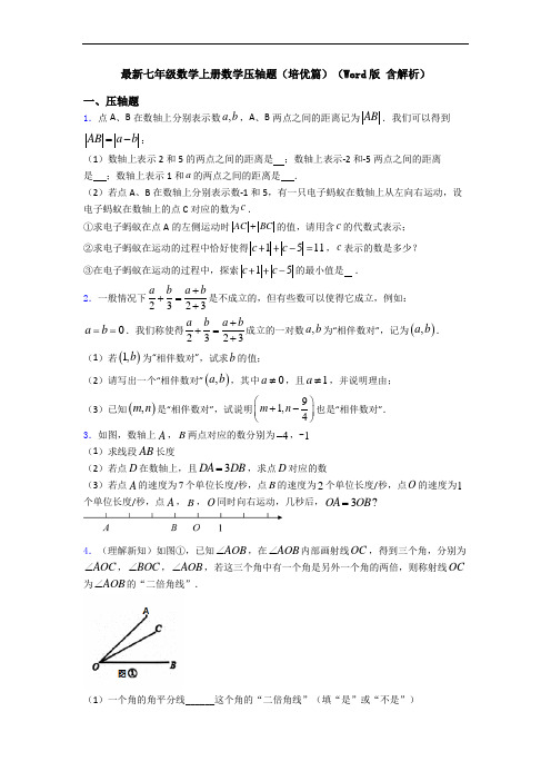 最新七年级数学上册数学压轴题(培优篇)(Word版 含解析)