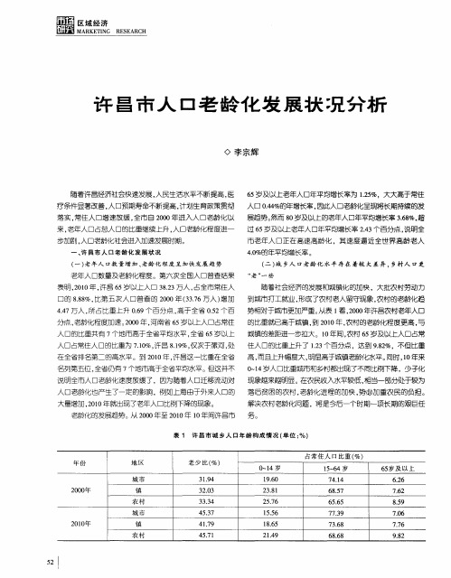 许昌市人口老龄化发展状况分析