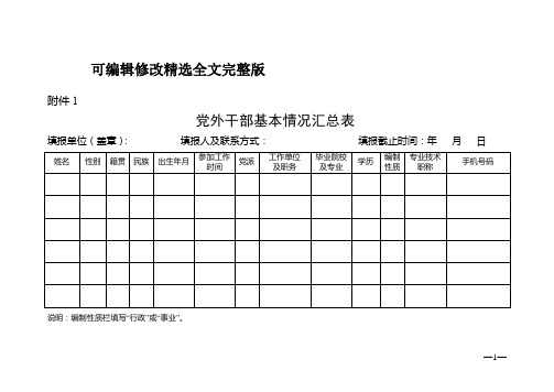 党外干部统计表格精选全文完整版