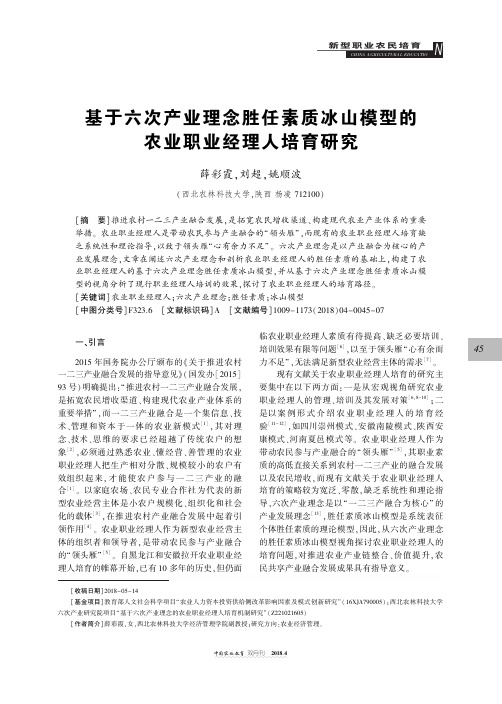 基于六次产业理念胜任素质冰山模型的农业职业经理人培育研究