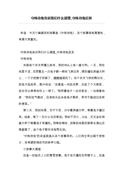 守株待兔告诉我们什么道理_守株待兔启发