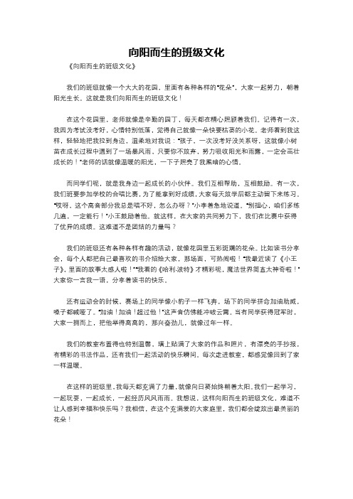 向阳而生的班级文化