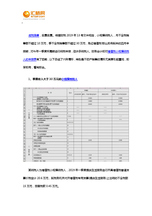 小规模纳税人申报表如何填写