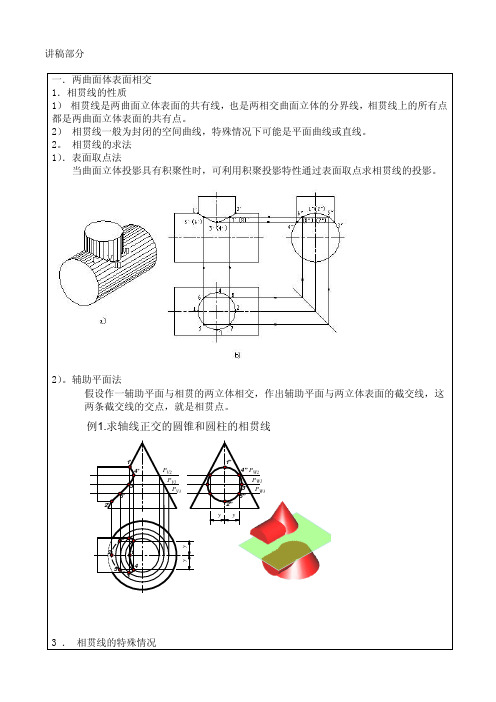 求轴线正交的圆锥和圆柱的相贯线