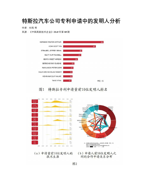 特斯拉汽车公司专利申请中的发明人分析