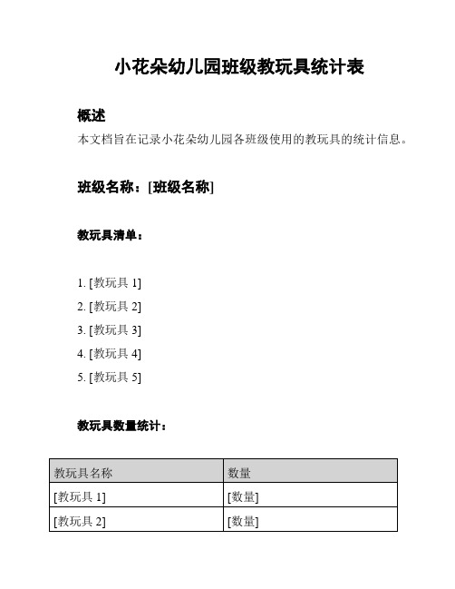 小花朵幼儿园班级教玩具统计表