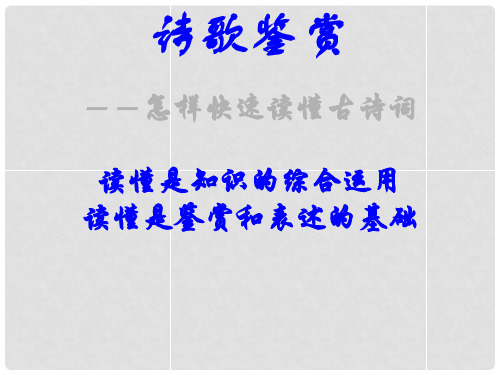 湖南省新田一中高考语文专题复习 诗歌鉴赏 怎样快速读懂古诗词用课件