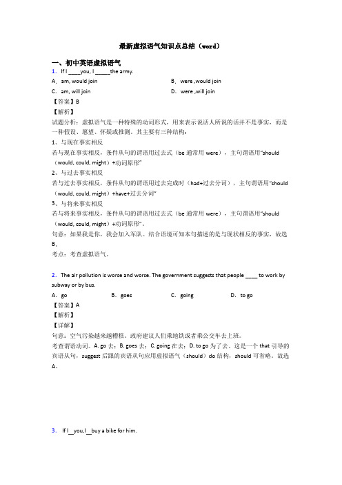 最新虚拟语气知识点总结(word)