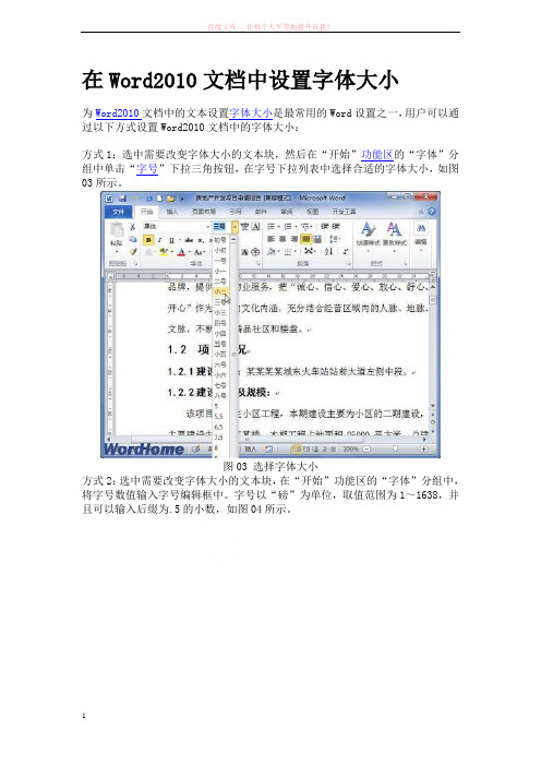 在Word2010文档中设置字体大小 (1)