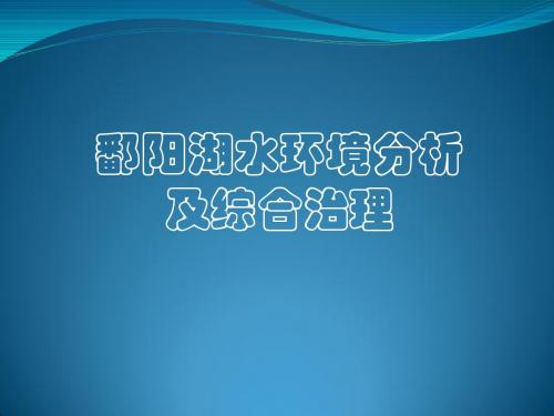 鄱阳湖水环境分析及综合治理