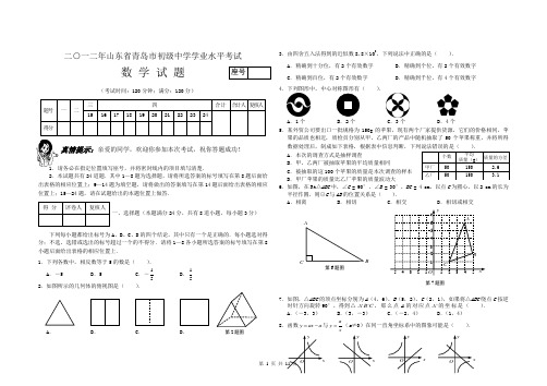 2012年山东省青岛市中考数学试题(word版含答案)