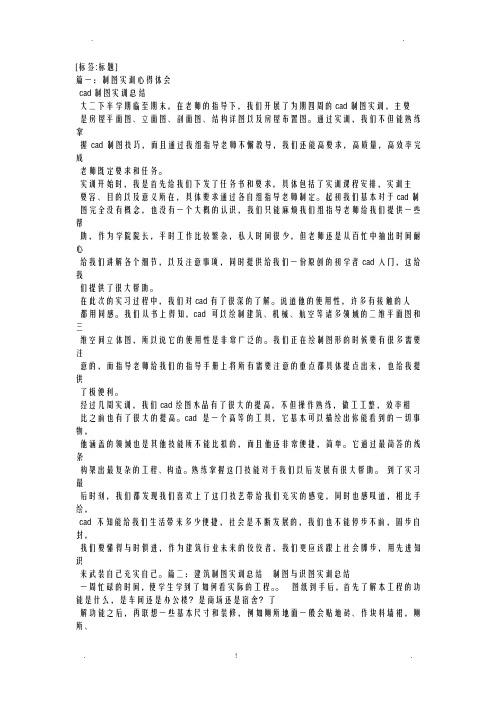 cad实训心得1500字精选5篇