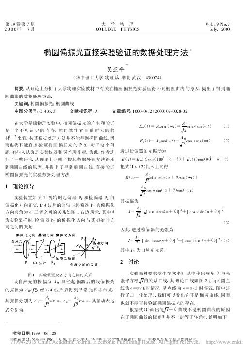 椭圆偏振光直接实验验证的数据处理方法