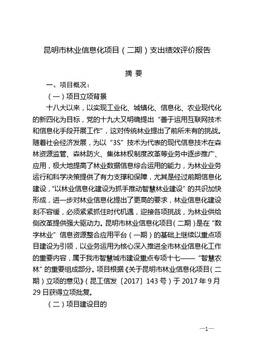 昆明林业信息化项目二期支出绩效评价报告