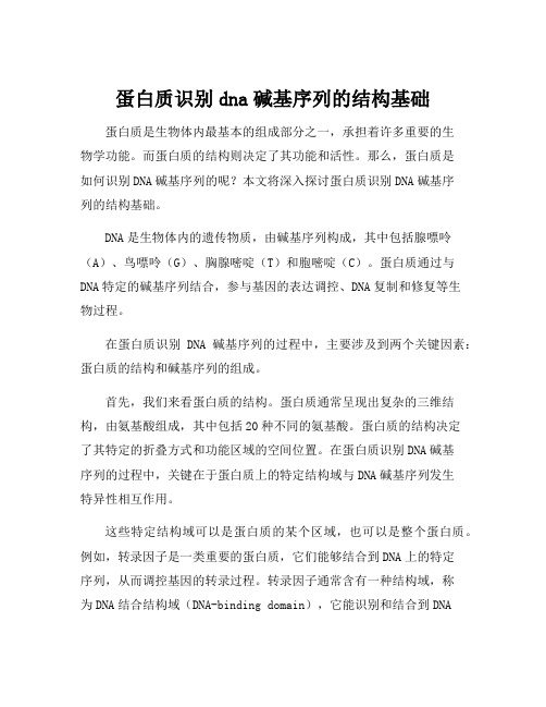 蛋白质识别dna碱基序列的结构基础