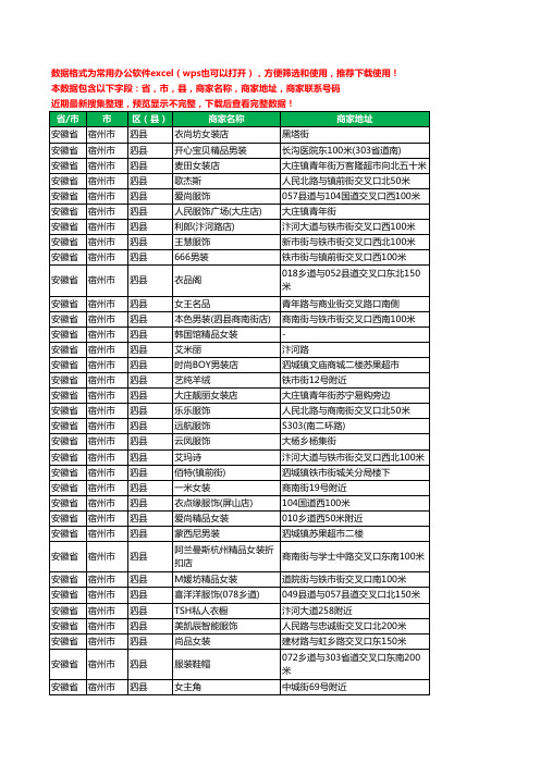 2020新版安徽省宿州市泗县服装工商企业公司商家名录名单黄页联系电话号码地址大全320家