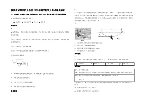 陕西省咸阳市阳光学校2021年高三物理月考试卷含解析