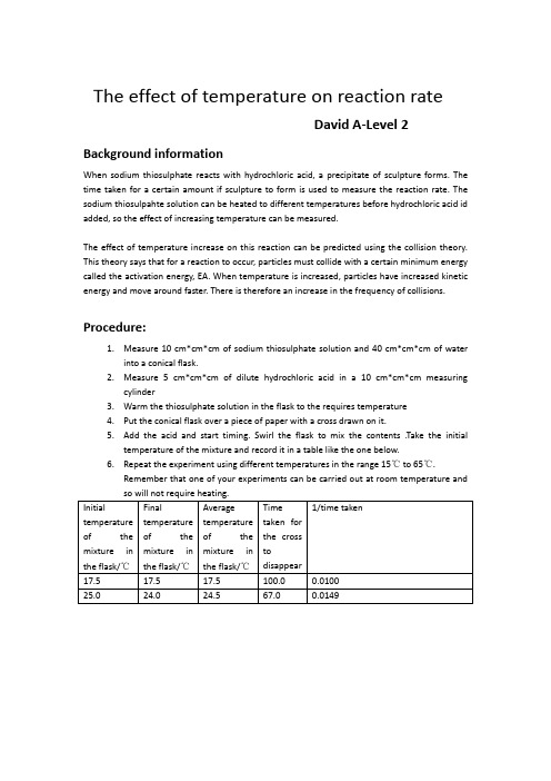 The effect of temperature on reaction rate