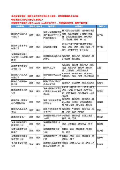 2020新版湖南省陶瓷酒具工商企业公司名录名单黄页大全14家