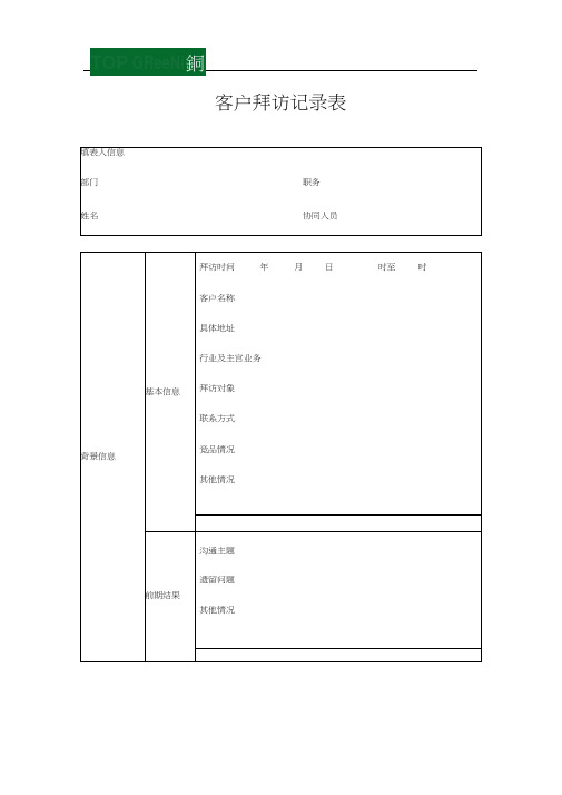 销售客户拜访记录表