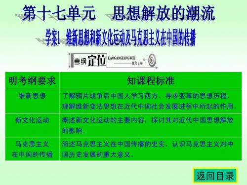 2014高考历史(人教)一轮复习学案课件 第17单元 思想解放的潮流