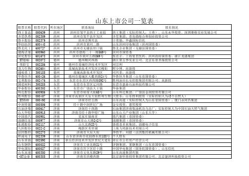 山东上市公司一览表