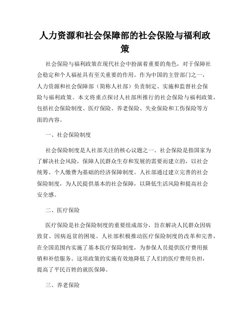 人力资源和社会保障部的社会保险与福利政策