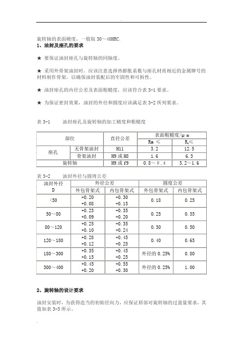 油封和轴的配合尺寸