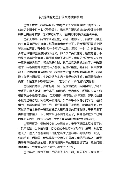 《小提琴的力量》语文阅读和答案