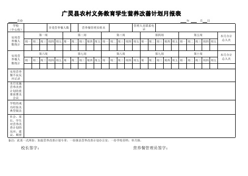 新营养餐月报表