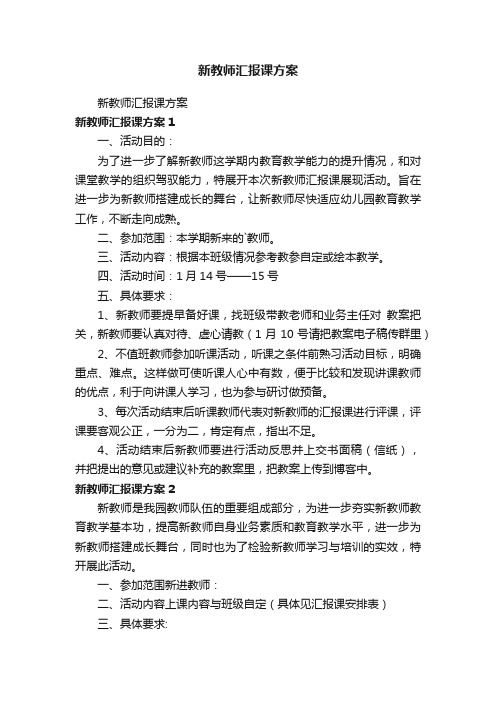 新教师汇报课方案