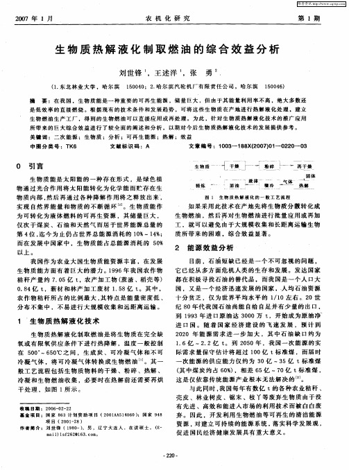 生物质热解液化制取燃油的综合效益分析