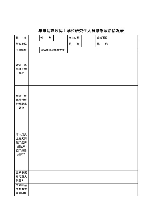 年申请攻读博士学位研究生人员思想政治情况表【模板】