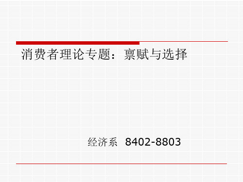 消费者理论专题：禀赋与选择