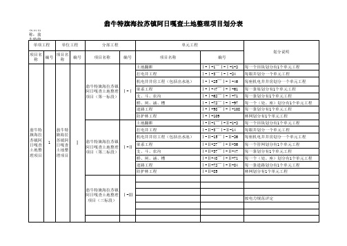 土地整理项目划分表