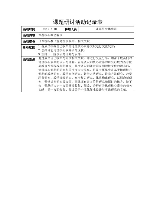 课题研讨活动记录表