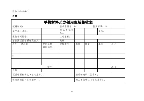 甲供材料领料单(参考)